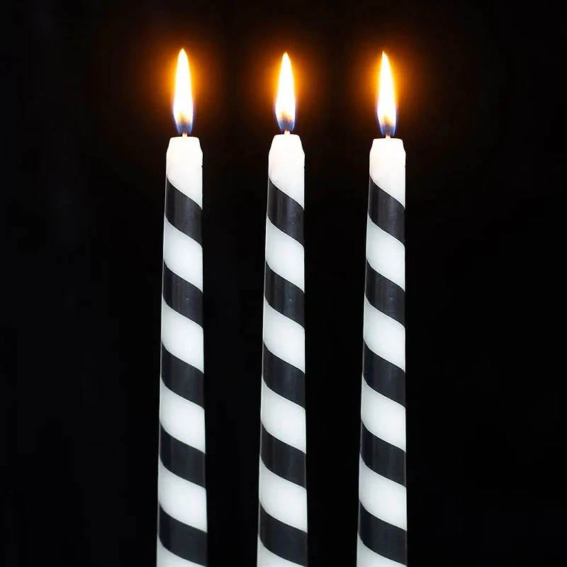 Set Of 3 Candy Cane Stripe Creepmas Taper Candles
