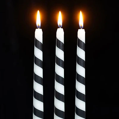 Set Of 3 Candy Cane Stripe Creepmas Taper Candles