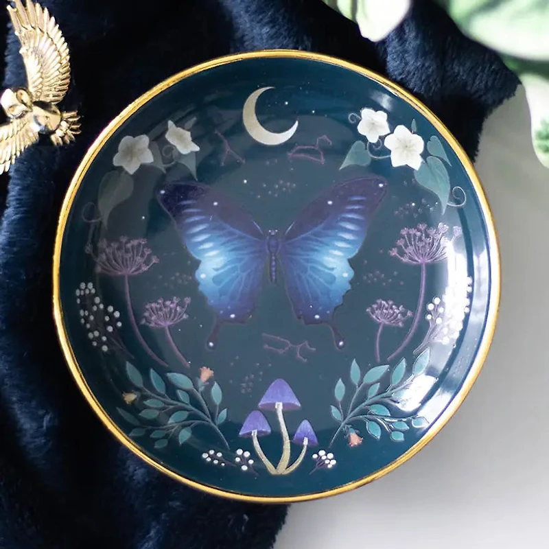 Round Midnight Moth Trinket Dish