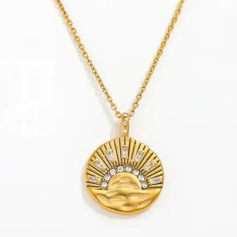 Mini Pendant- Talisman Protect 14K Gold Steel Necklace