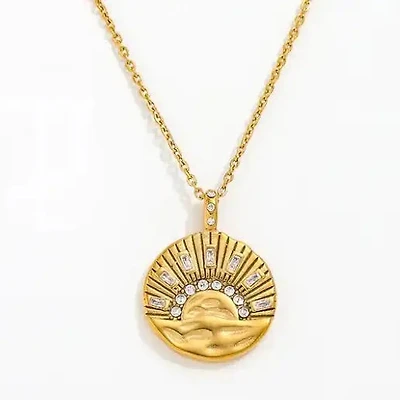 Mini Pendant- Talisman Protect 14K Gold Steel Necklace