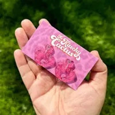 Mini Pink Glitter Heart Earrings