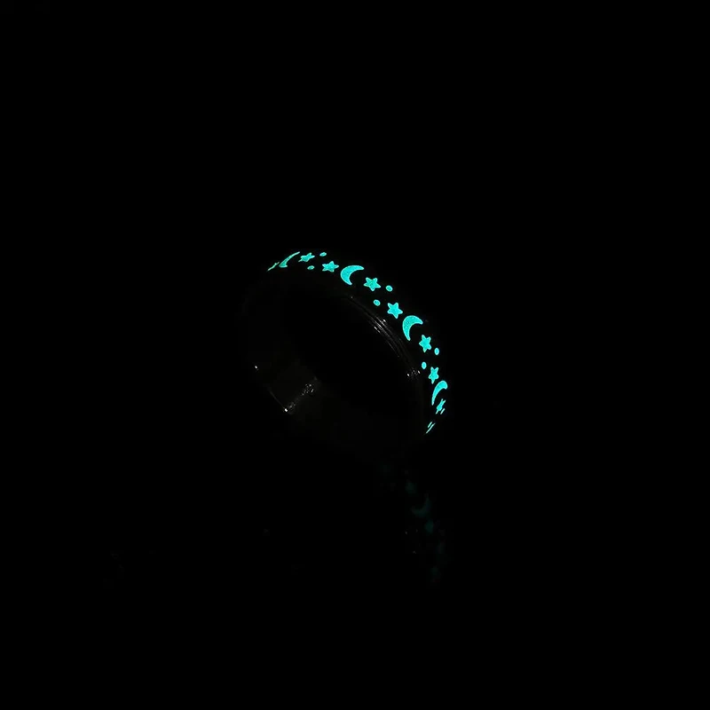 Luminous Stainless Steel Star Moon Rotatable Ring