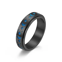 Luminous Stainless Steel Star Moon Rotatable Ring