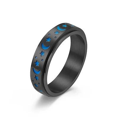 Black Moon Ring With Blue Moons
