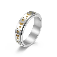 Luminous Stainless Steel Star Moon Rotatable Ring