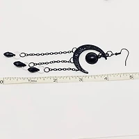 Gothic Black Moon Long Chain Earrings