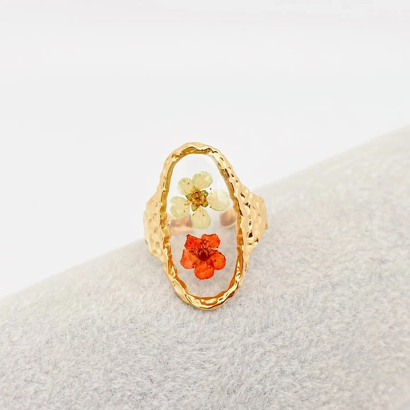 18K Gold Plated Stainless Steel Floral Ring
