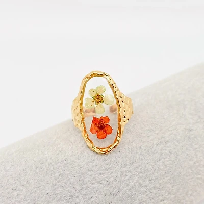 18K Gold Plated Stainless Steel Floral Ring