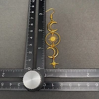 Golden Hollow Moon Star Dangle Earrings