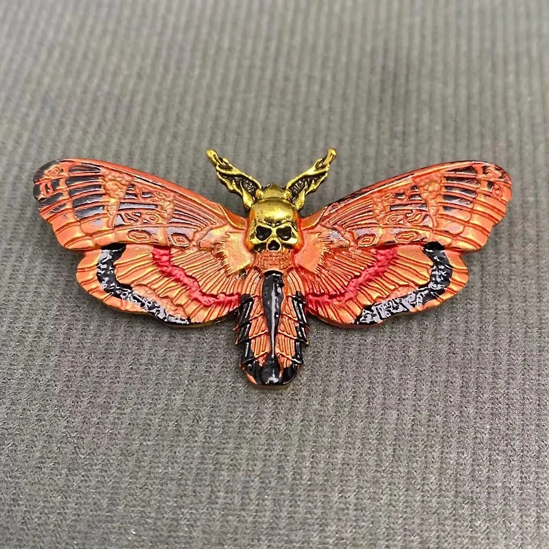 Enamel Skull Moth Brooch