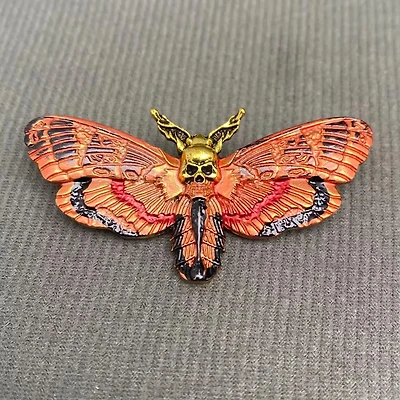 Enamel Skull Moth Brooch
