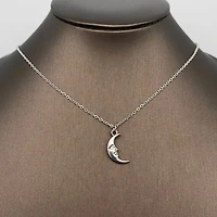 18K Gold Plated Ss Crescent Moon Charm Necklace
