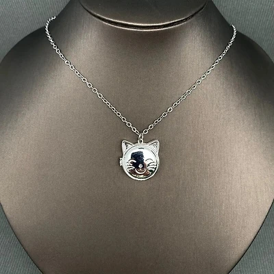 Cat Style Locket Charm Necklace