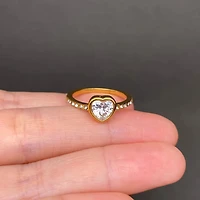 Heart Zircon 18K Gold Plated Stainless Steel Ring