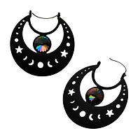 Black PVD Cut Out Moon Phase Plug Hanger with Vitrail Medium Gem