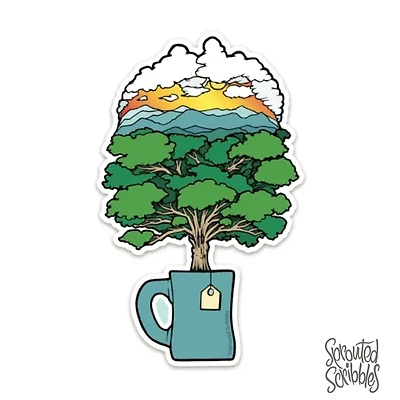 Mountain Morning Mug Tree Sticker