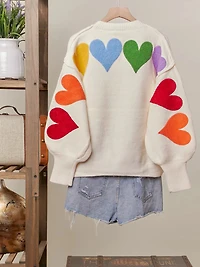 Rainbow Heart Shaped Patch Sweater
