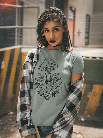 HEATHER GREEN MUSHROOM AND CRYSTALS TOP