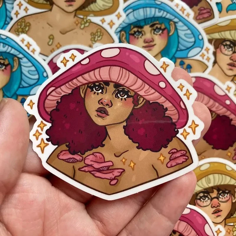 Mushroom Folks Red Sticker
