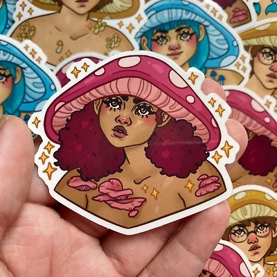 Mushroom Folks Red Sticker