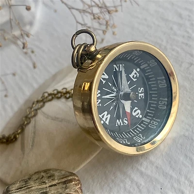 True North Brass Compass Pendant.