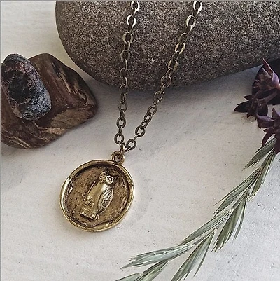 Wisdom Great Horned Owl Talisman Necklace.