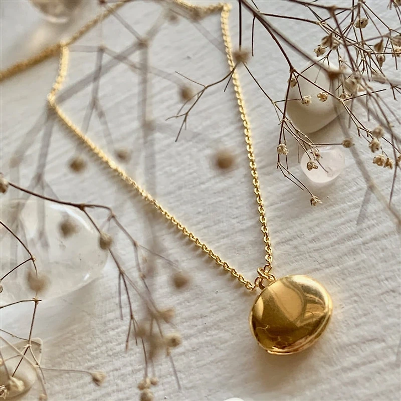 Jane Round Locket Necklace In Gold