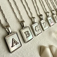 Silver Carrie Mother Of Pearl Inlayed Initial Charm Necklace Letter I