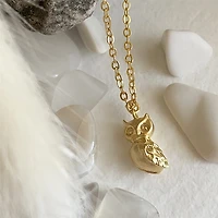 Hibou Tiny Owl Charm Necklace Silver