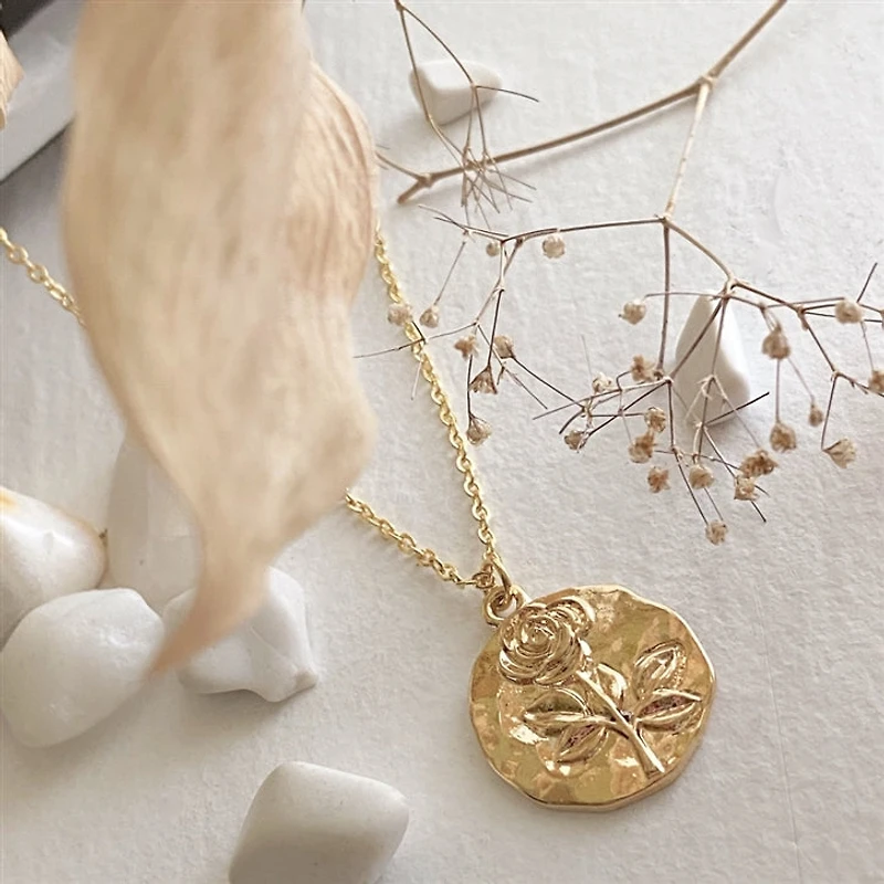 Rossetti Rose Stamped Pendant Necklace