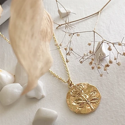 Rossetti Rose Stamped Pendant Necklace