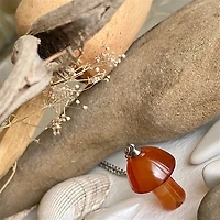 Bolete Stone Mushroom Pendant Necklace In Carnelian