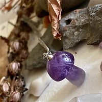 Bolete Stone Mushroom Pendant Necklace In Amethyst