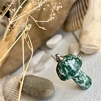 Bolete Stone Mushroom Pendant Necklace In Moss Jasper