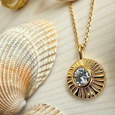 April / Diamond Damara Birthstone Charm Necklace