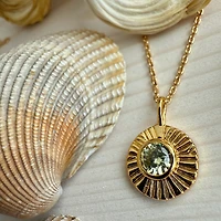 August / Peridot Damara Birthstone Charm Necklace