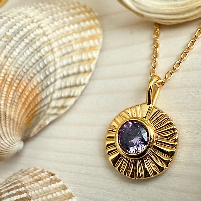 February / Amethyst Damara Birthstone Charm Necklace