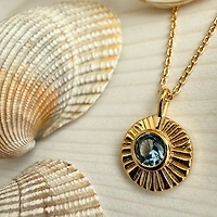 March / Aquamarine Damara Birthstone Charm Necklace