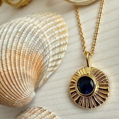 September / Sapphire Damara Birthstone Charm Necklace