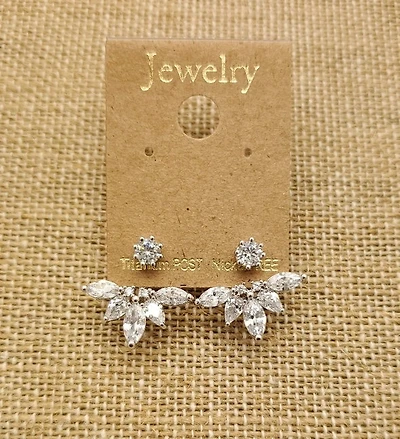 5 Marquise Cz Ear Jacket Silver w/ Clear CZ