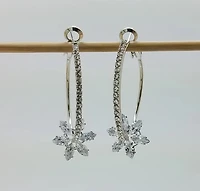 Clear Cz Hoop W/ Loose Flower