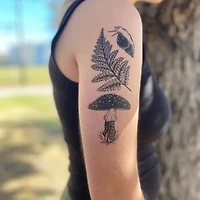 Amanita Mushroom Fern Snail Temporary Tattoo