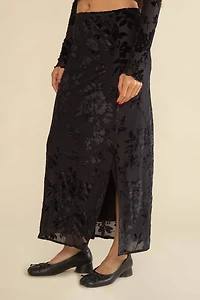 Marci Mesh Floral Velvet Burnout Maxi Skirt - Plus