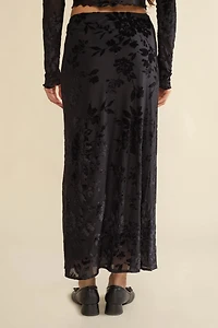 Marci Mesh Floral Velvet Burnout Maxi Skirt - Plus
