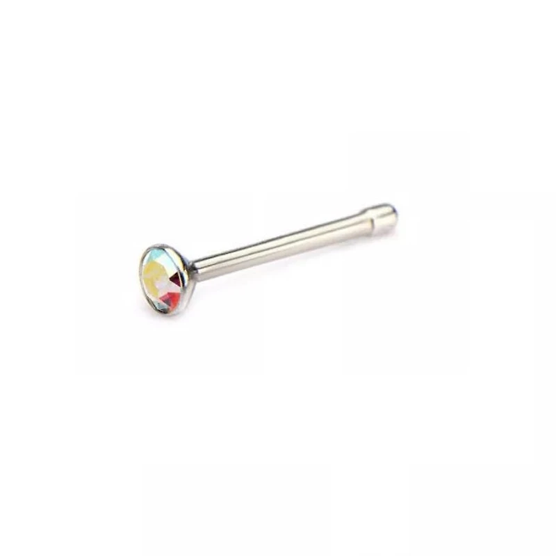 22g Bezel Set 2mm Iridescent Nose Bone