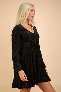 Leopard Velvet Ruffle Mini Dress