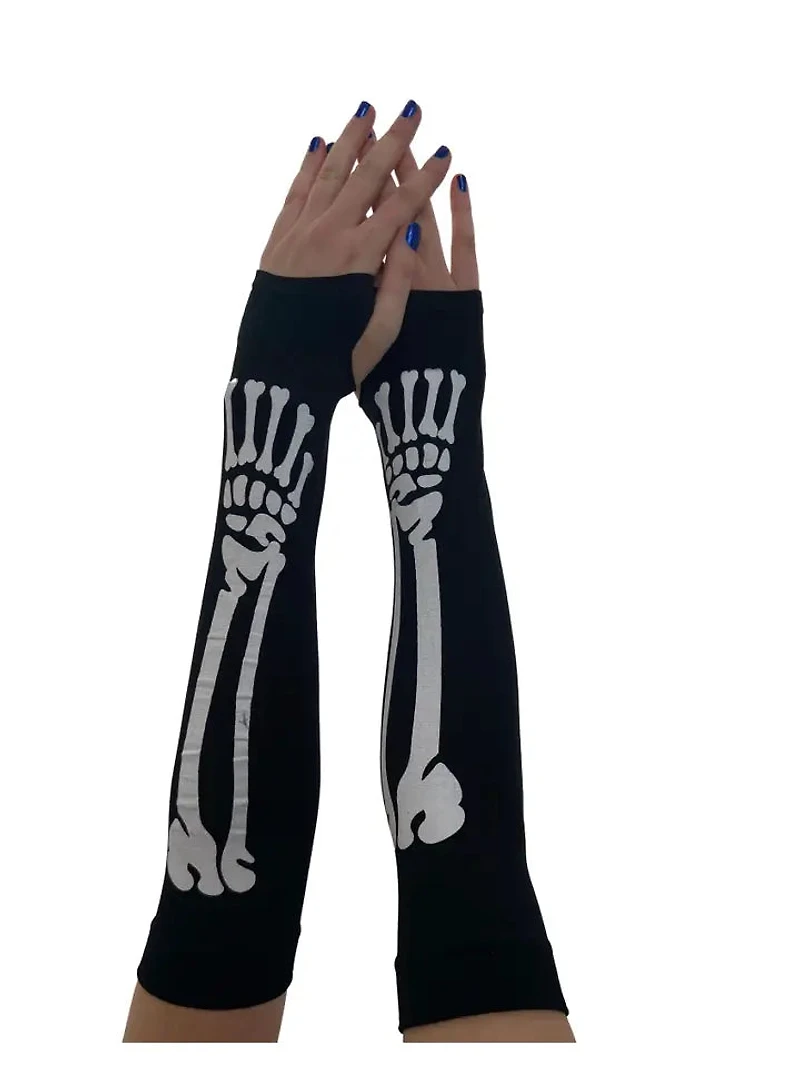 Skeleton Bone Fingerless Gloves