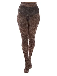 Small Leopard Print Tights Natural