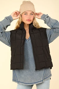 Solid Puffer Vest Plus